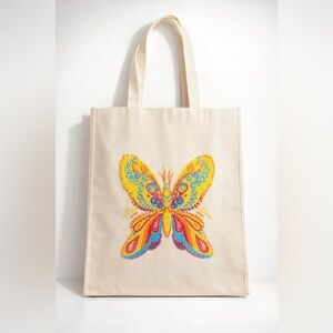 Hand‑Embellished Luxe Gem‑Art Butterfly Tote